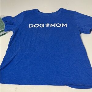Positive Tees Large Blue Short Sleeve Dog Mom Graphic T Shirt
